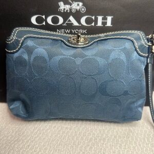 Coach Blue Textured wristlet